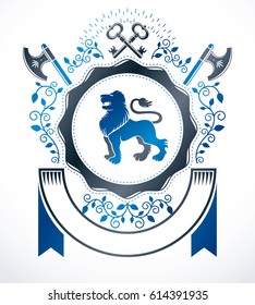 Vintage decorative emblem composition, heraldic vector.