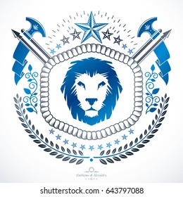 Vintage decorative emblem composition, heraldic vector.