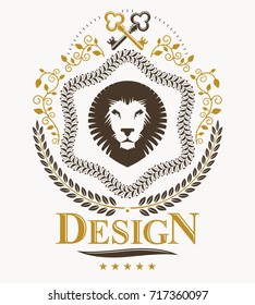 Vintage decorative emblem composition, heraldic vector.