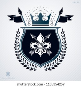 Vintage decorative emblem, heraldic vector composition.