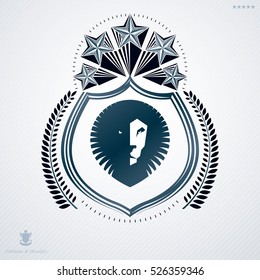 Vintage decorative emblem, heraldic vector composition.