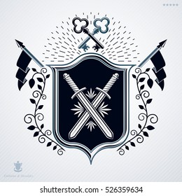 Vintage decorative emblem, heraldic vector composition.