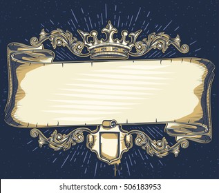 Vintage decorative emblem with scroll