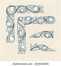 Vintage decorative floral design elements