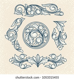 Vintage decorative floral design elements