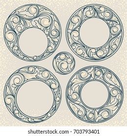 Vintage decorative floral design elements