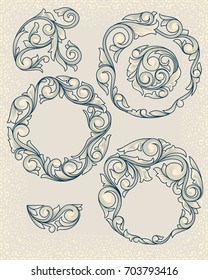 Vintage decorative floral design elements