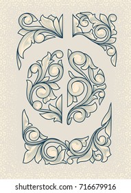 Vintage decorative floral design elements
