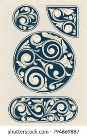 Vintage decorative floral design elements