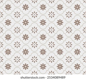 Vintage decorativo floral sem emenda projeto padrão em cor marrom, pode ser usado para o chão ou azulejo de parede, papel de parede, papel de embalagem, material de impressão.