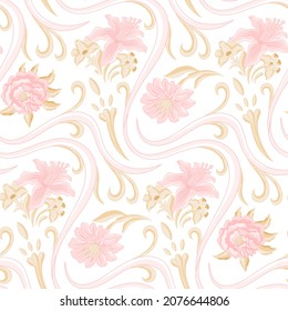 Vintage decorative floral vector seamless pattern design. Awesome for spring summer vintage fabric, textile, wallpaper, scrap booking, gift wrap, invitation, and clothing.