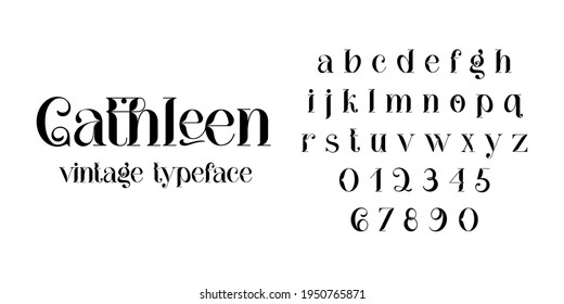 Vintage decorative font - Cathleen. Retro typerface. Elegance serif alphabet. Vector font for label, branding, tags, t-shirt, alcohol bottle.
