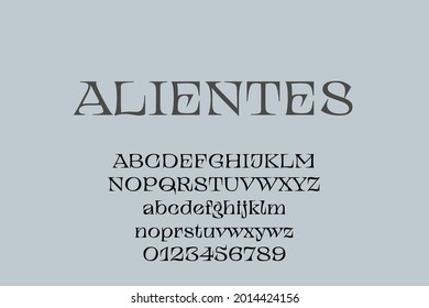 Vintage decorative font with label design and background pattern..