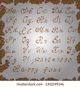 Vintage decorative font. Lettering design in retro style with label. Vector illustration. Perfect for alcohol labels, logos, shops and many other. Ornamental.