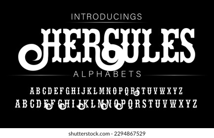 Vintage decorative font. Lettering design in retro style with label. Perfect for alcohol labels, logos, shops and many other.