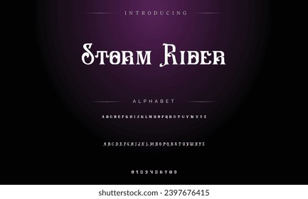 Vintage decorative font named with label design and background pattern