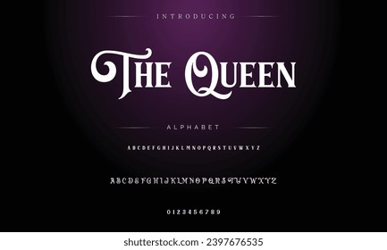 Vintage decorative font named with label design and background pattern