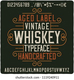 Vintage decorative font named "Whiskey". Good handcrafted western typeface for labels, t-shirts, posters, greeting cards etc.