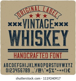 Vintage decorative font named "Whiskey". Good handcrafted western typeface for labels, t-shirts, posters, greeting cards etc.