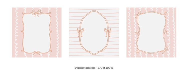 Vintage Decorative Frame Border Template with Pink Card Background Vector Illustration