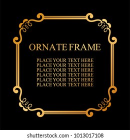 Vintage decorative frame. Elegant ornamental template for design of birthday and greeting card, wedding invitation with place for text. Vector illustration
