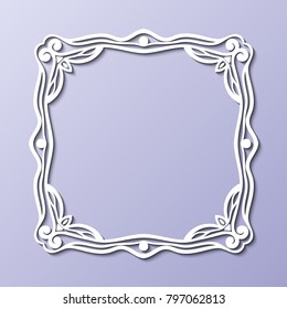 Vintage decorative frame. Elegant ornamental template for design of birthday and greeting card, wedding invitation with place for text. Vector illustration