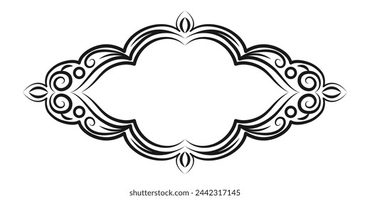 Vintage decorative frame. Decorative element for design in Eastern style, place for text. Floral black border. Lace illustration for invitations and greeting cards. Vector illustration.