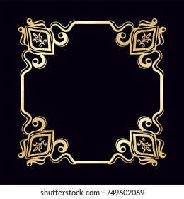 Vintage decorative frame with golden gradient . Template for design. Vector illustration eps10