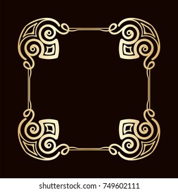 Vintage decorative frame with golden gradient . Template for design. Vector illustration eps10