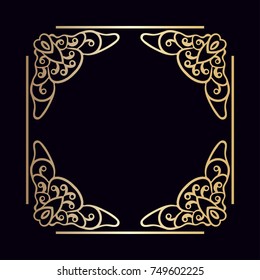 Vintage decorative frame with golden gradient . Template for design. Vector illustration eps10