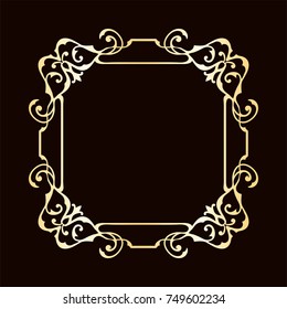 Vintage decorative frame with golden gradient . Template for design. Vector illustration eps10