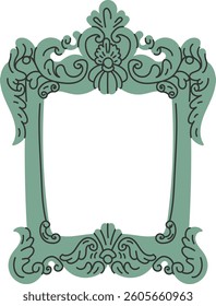 Vintage Decorative Frame Mirror Vector Illustration