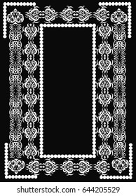 Vintage Decorative Frame - Ornamental Vector Frame - White  Retro Frame on Black