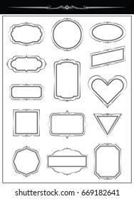 Vintage decorative frame set isolated on white. border vector illustration.