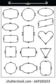 Vintage decorative frame set isolated on white. border vector illustration.