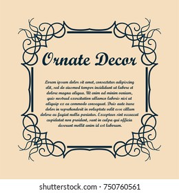 Vintage decorative frame with text . Template for design. Vector illustration eps10