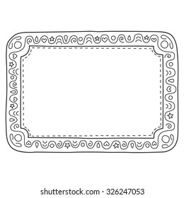 Vintage decorative frame. Vector illustration. Sketch of hand drawing frame. Beautiful vector design.
