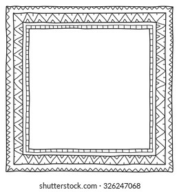 Vintage decorative frame. Vector illustration. Sketch of hand drawing frame. Beautiful vector design.