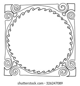 Vintage decorative frame. Vector illustration. Sketch of hand drawing frame. Beautiful vector design.