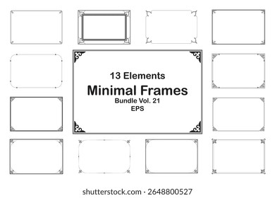 Vintage Decorative Frames Bundle Black Ornate Elements on White Background. Vol. 21