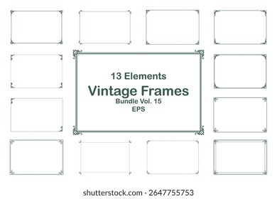 Vintage molduras decorativas pacote verde no fundo branco Elementos elegantes. Volume 15