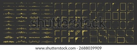 Vintage decorative frames and dividers set. Ornamental corners, borders and flourish design elements for wedding invitations and banners