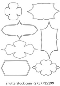 ​Set of vintage decorative frames and empty labels. Minimalist line art borders for invitations, tags, and scrapbooking designs.