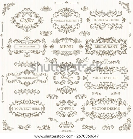 Vintage decorative frames and ornate design elements. Vector illustration
