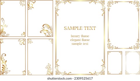 Vintage decorative frames. Rectangle gold ornaments ornate. Retro ornamental frame, Isolated border vector set