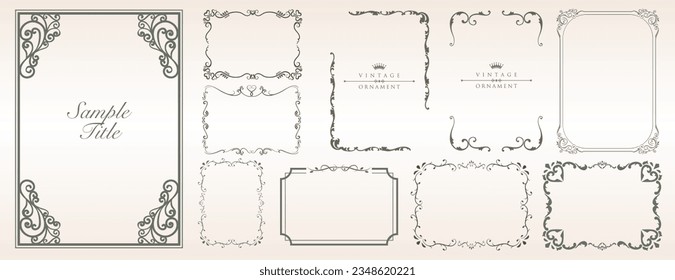 Vintage decorative frames. Retro ornamental frame, ornaments and ornate border. Isolated icons vector set