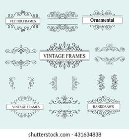 Vintage Decorative Frames And Scroll Elements. Calligraphic Brackets, Monograms, Frames, Borders.