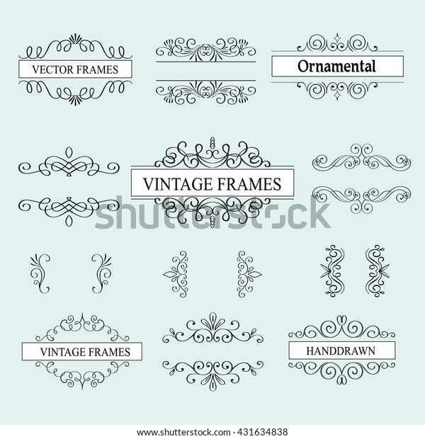 Vintage decorative frames and\
scroll elements. Calligraphic brackets, monograms, frames,\
borders.