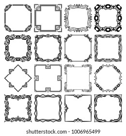 Vintage decorative frames set. Elegant ornamental template for design of birthday and greeting card, wedding invitation with place for text. Vector illustration