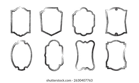 Vintage decorative frames shape set, brush stroke label and badge, borders, banners, panel, classic label shape design elements Vector illustration collections